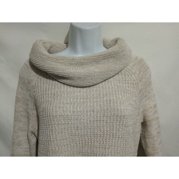 Croft & Barrow Size M Long Sleeve Tan And Cream Cowl Neck Pull Over Sweater - Picture 1 of 8